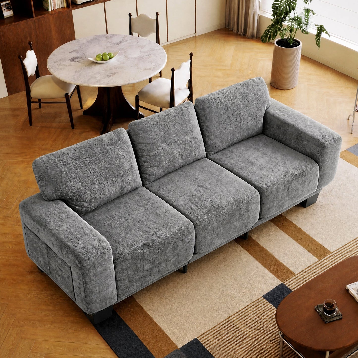 Advwin 3 Seater Sofa with Removable Backrest 225cm