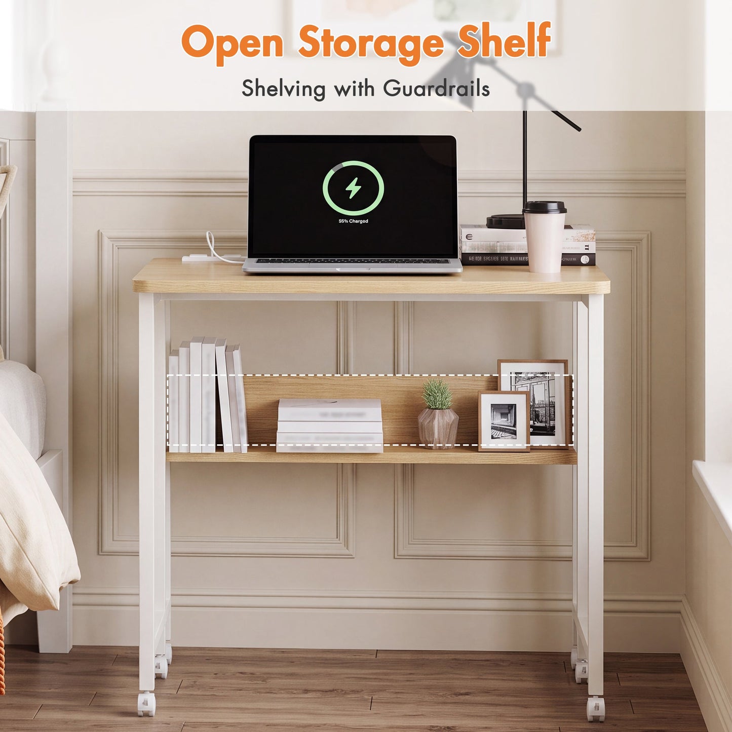 Advwin 80cm Folding Computer Desk w/ Charging Station & Shelf