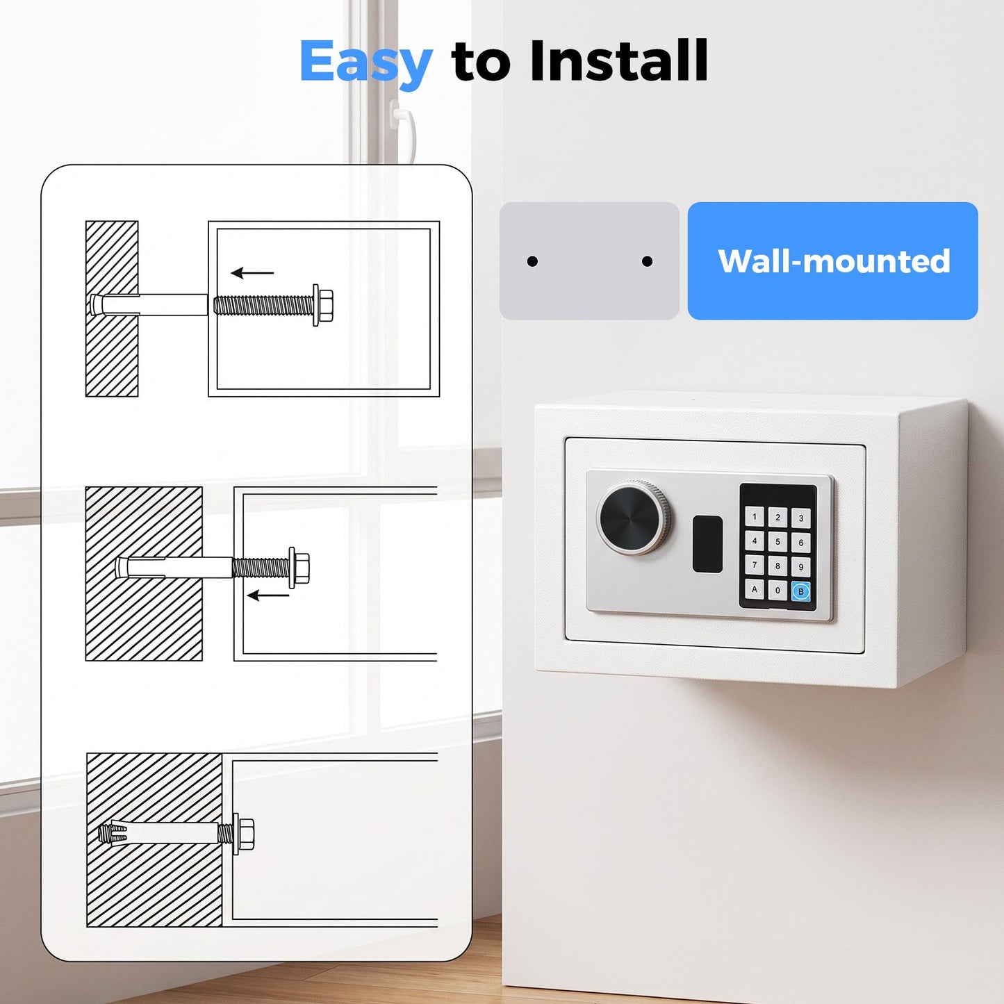 Advwin 7.2L Digital Safe Box with Keypad & Keys