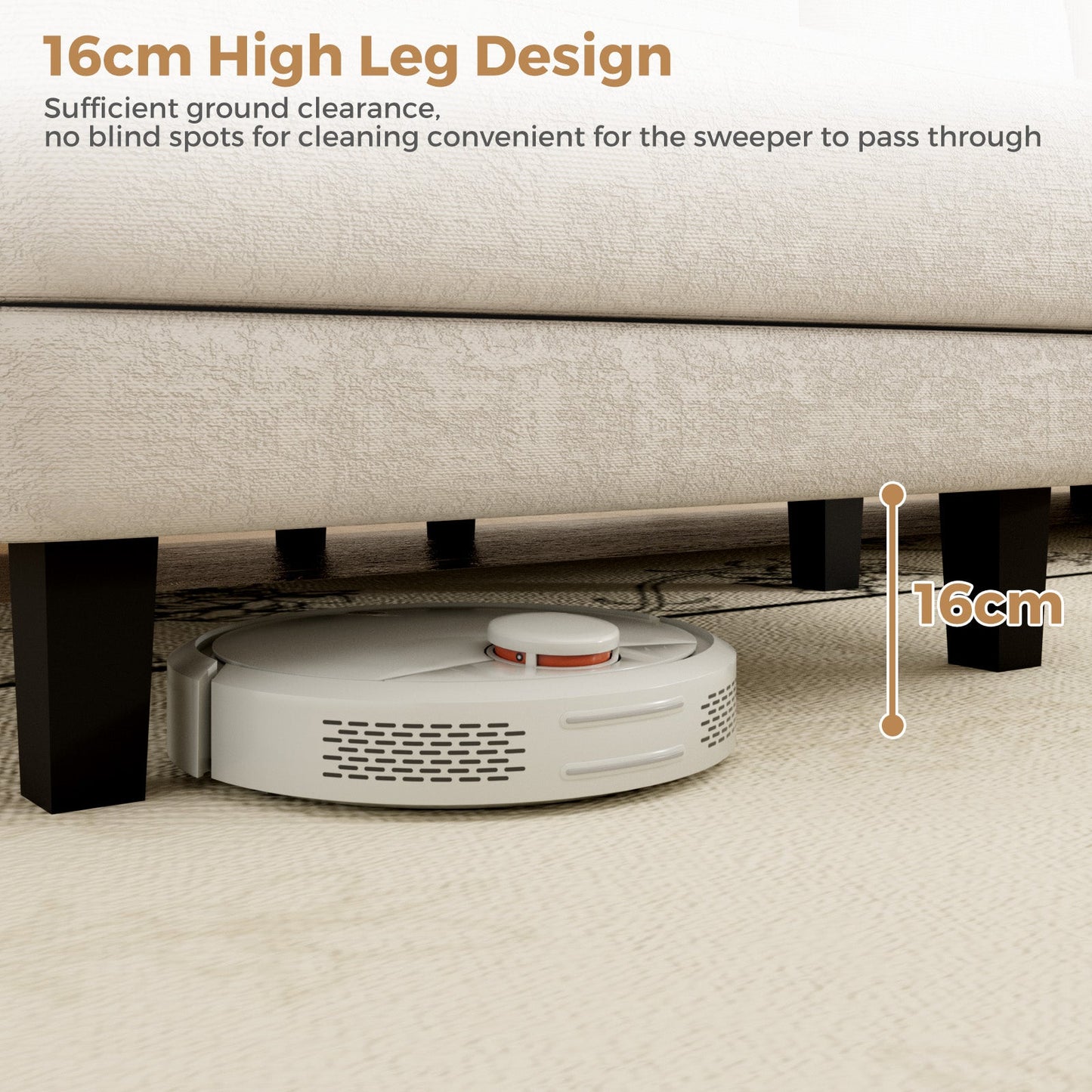 Advwin Sectiona Sofa 4-Seat Chenille Fabric 280cm