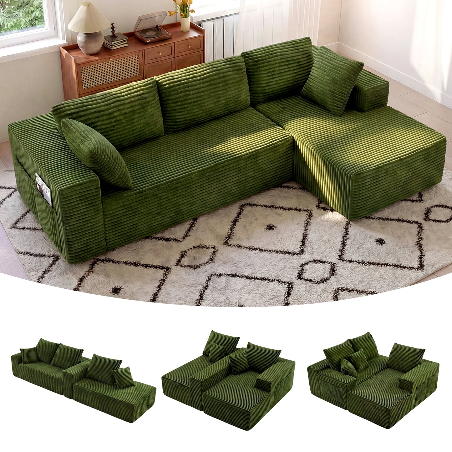 Advwin 277cm Modular Sectional Sofa L Shape 3 Seater