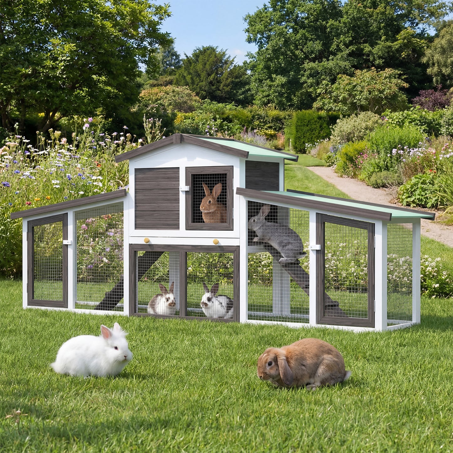 Advwin Rabbit Hutch Chicken Coop 2 Level