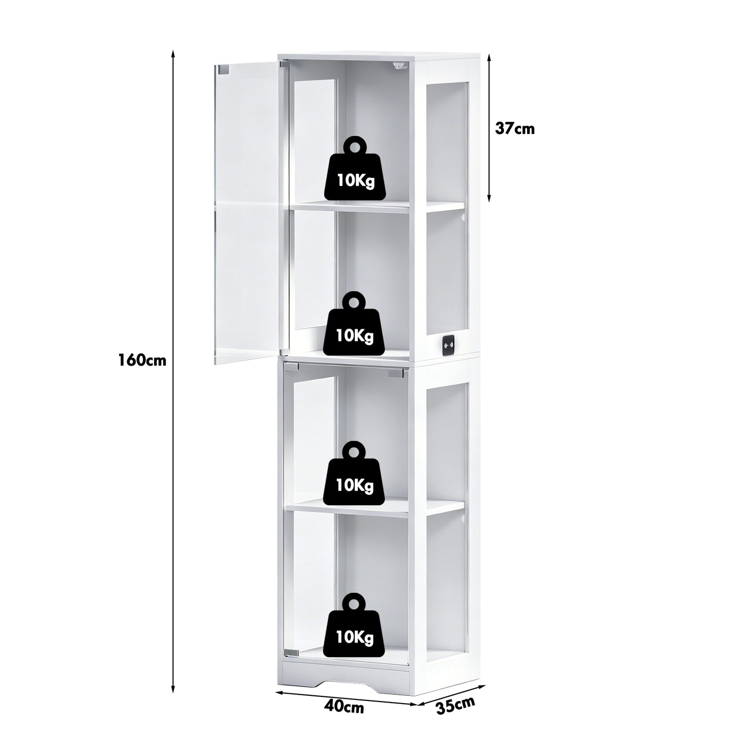 Advwin 4 Tier LED Glass Display Cabinet 160cm