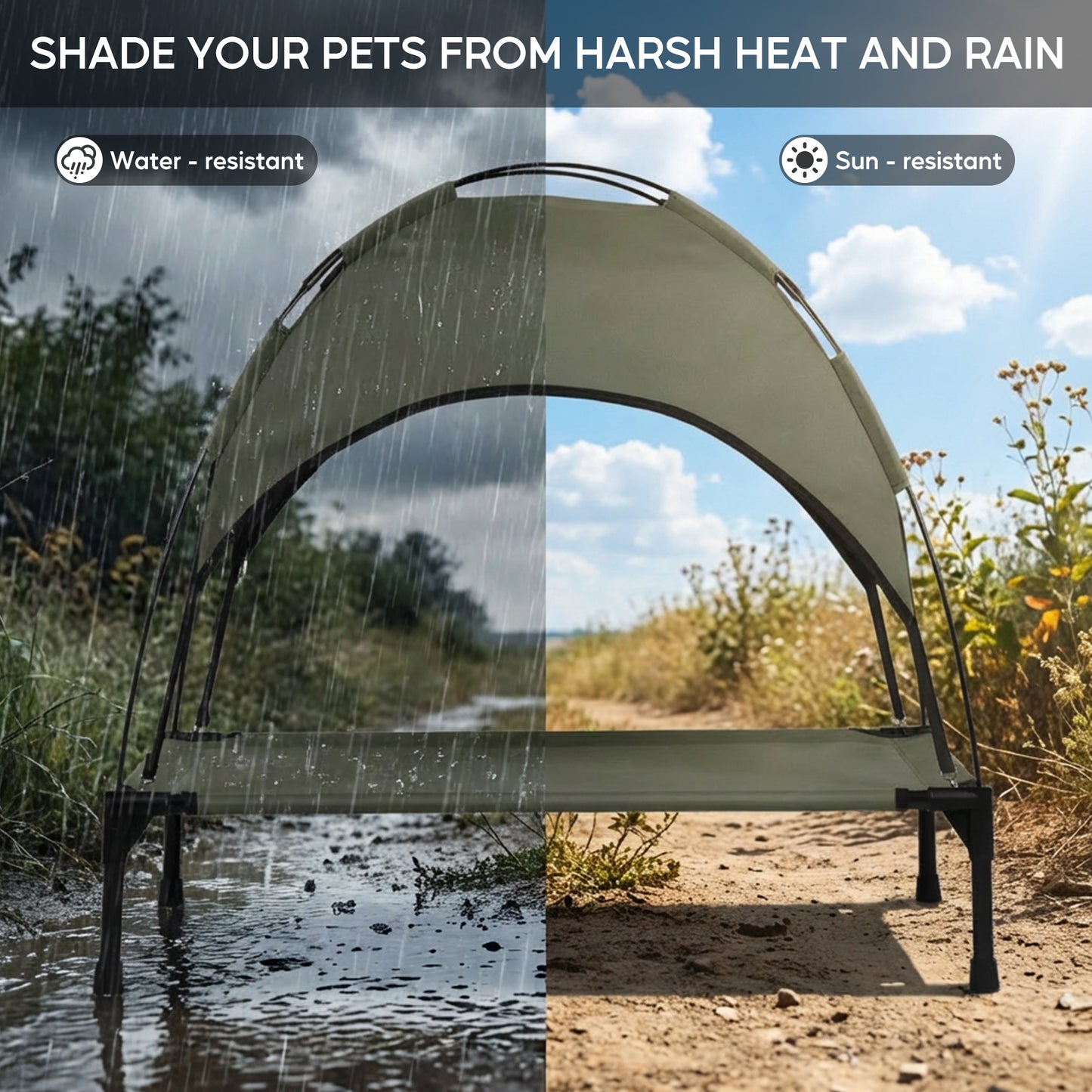 Advwin Elevated Outdoor Dog Bed with Canopy