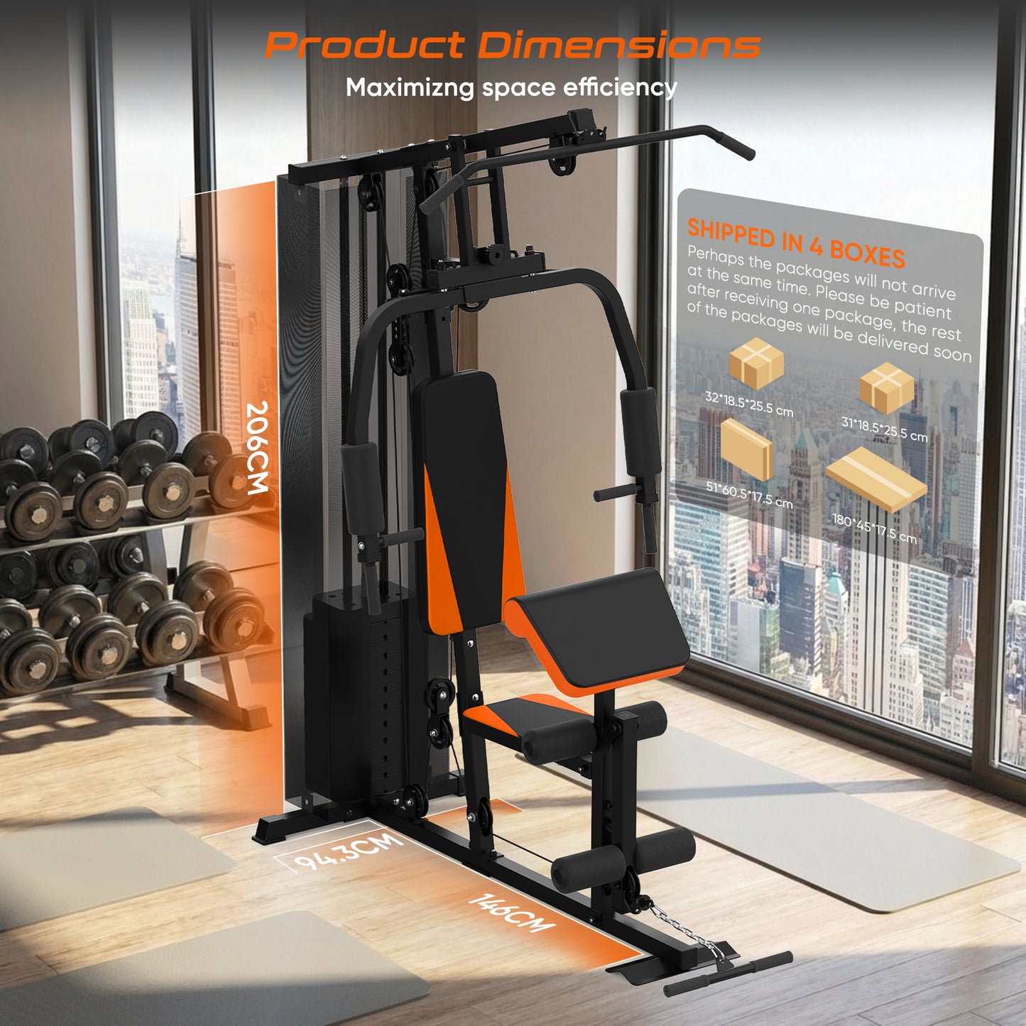 Advwin Home Gym with 100LB Weight Stack Pulley System