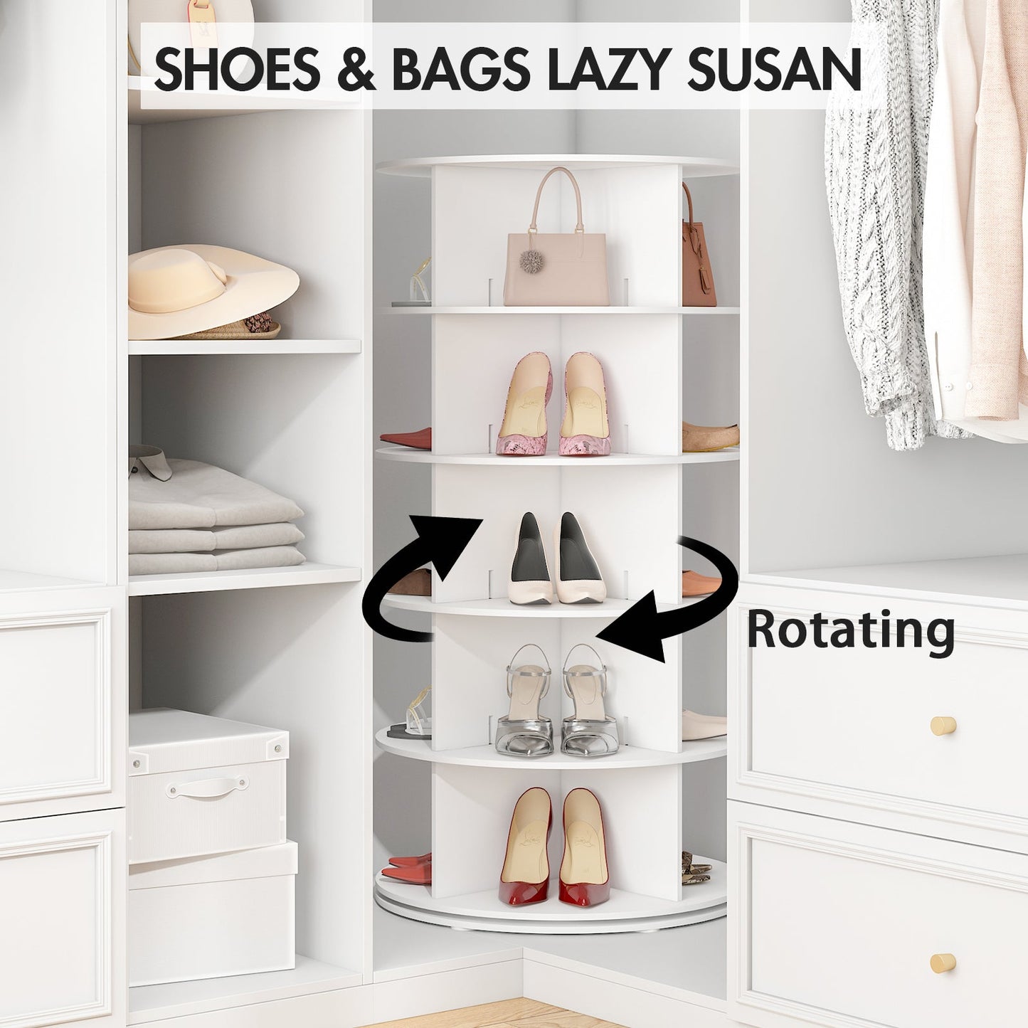 Advwin 5 Tier Rotating Shoe Rack Tower 360¡ã Revolving Rack