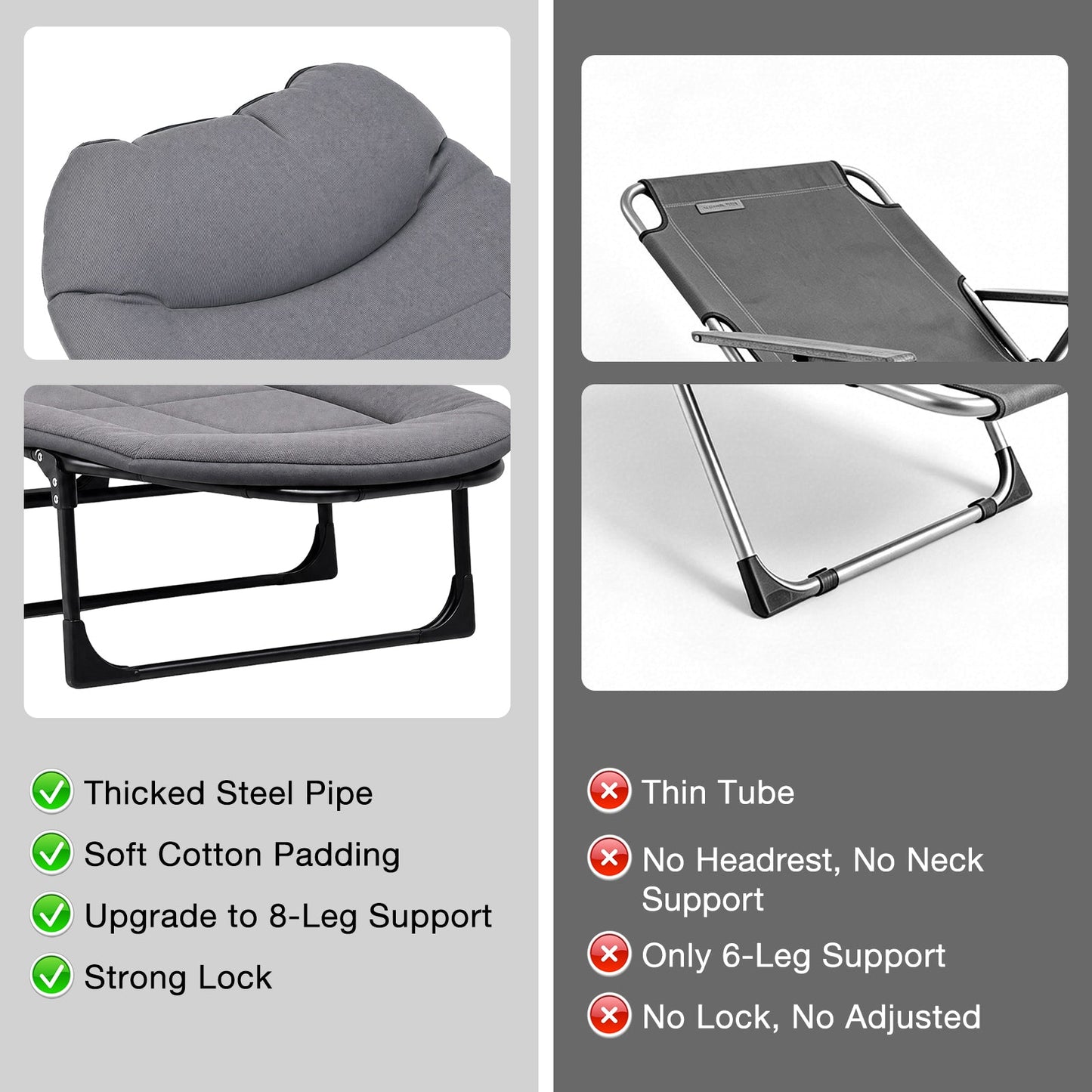 Advwin Folding Camping Cot w/ 6-Position Adjustable Backrest
