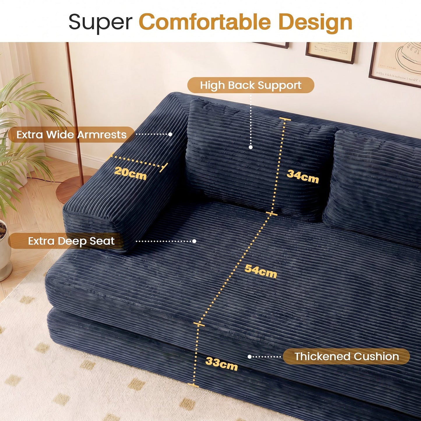 Advwin Folding Sofa Bed Convertible Floor Loveseat Sofa
