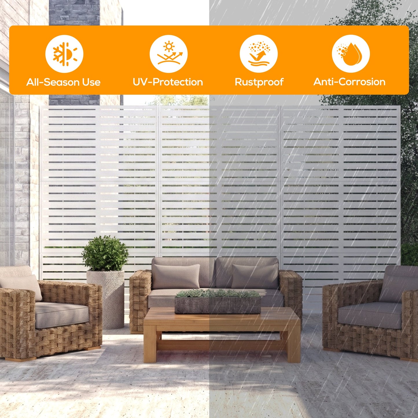 Advwin Metal Privacy Screen 3-Panel 118x180cm