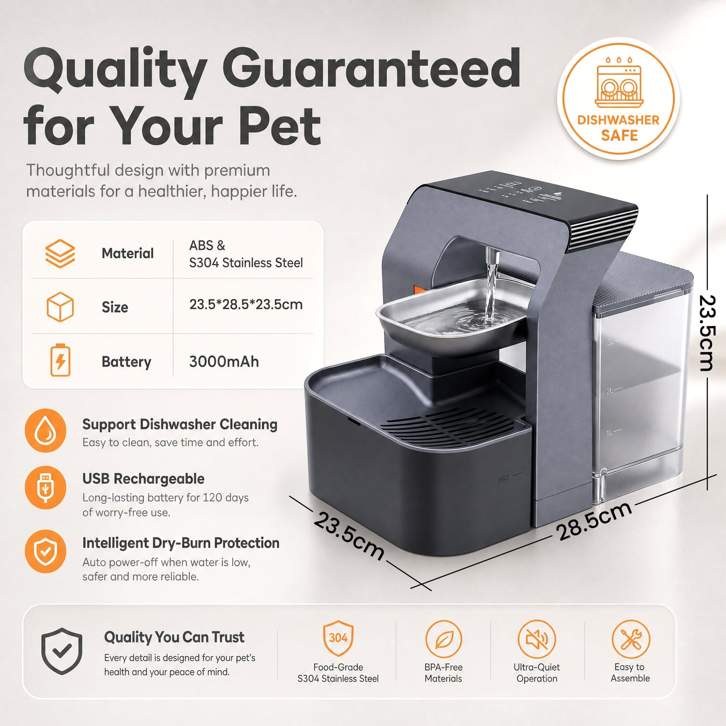Advwin 3.2L Wireless Cat Water Fountain No Need Filters
