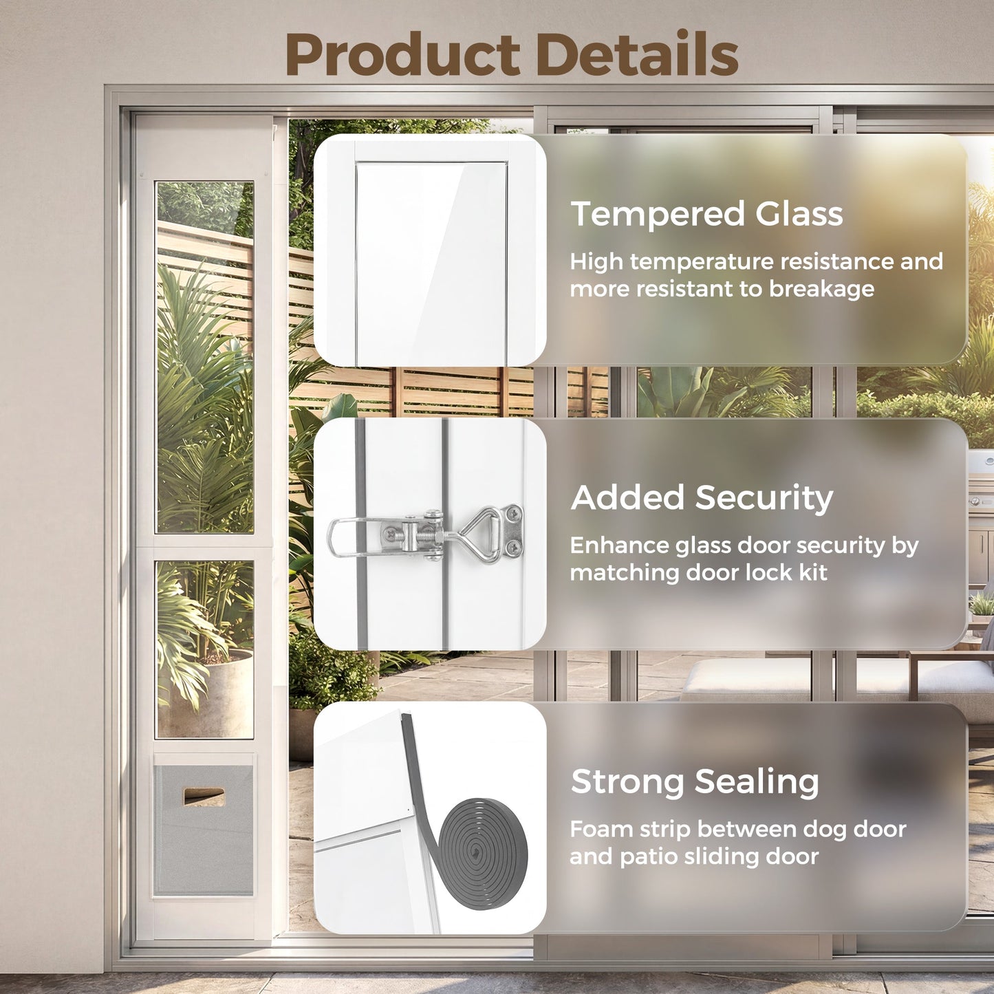 Advwin Dog Door for Sliding Glass Door Medium