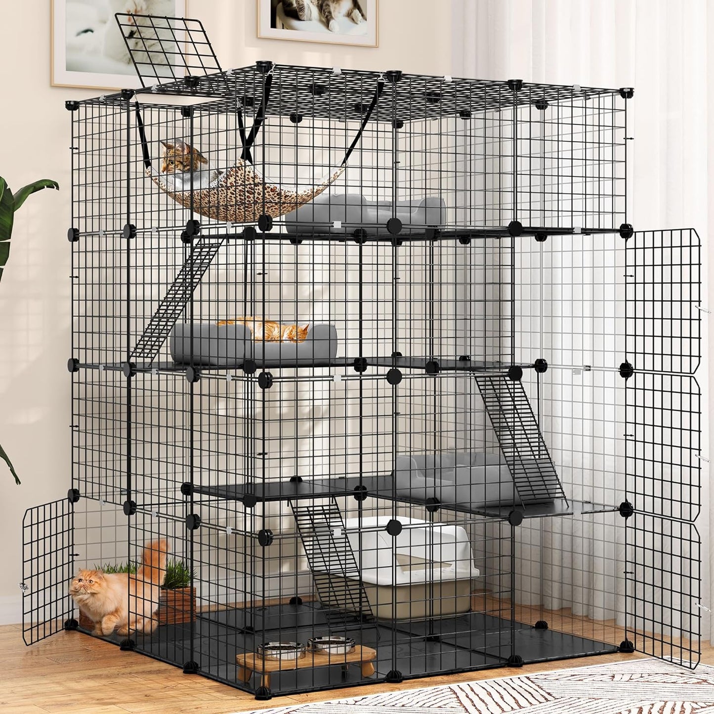 Advwin Large 4 Tier Cat Cage Pet Playpen Cat Kennel