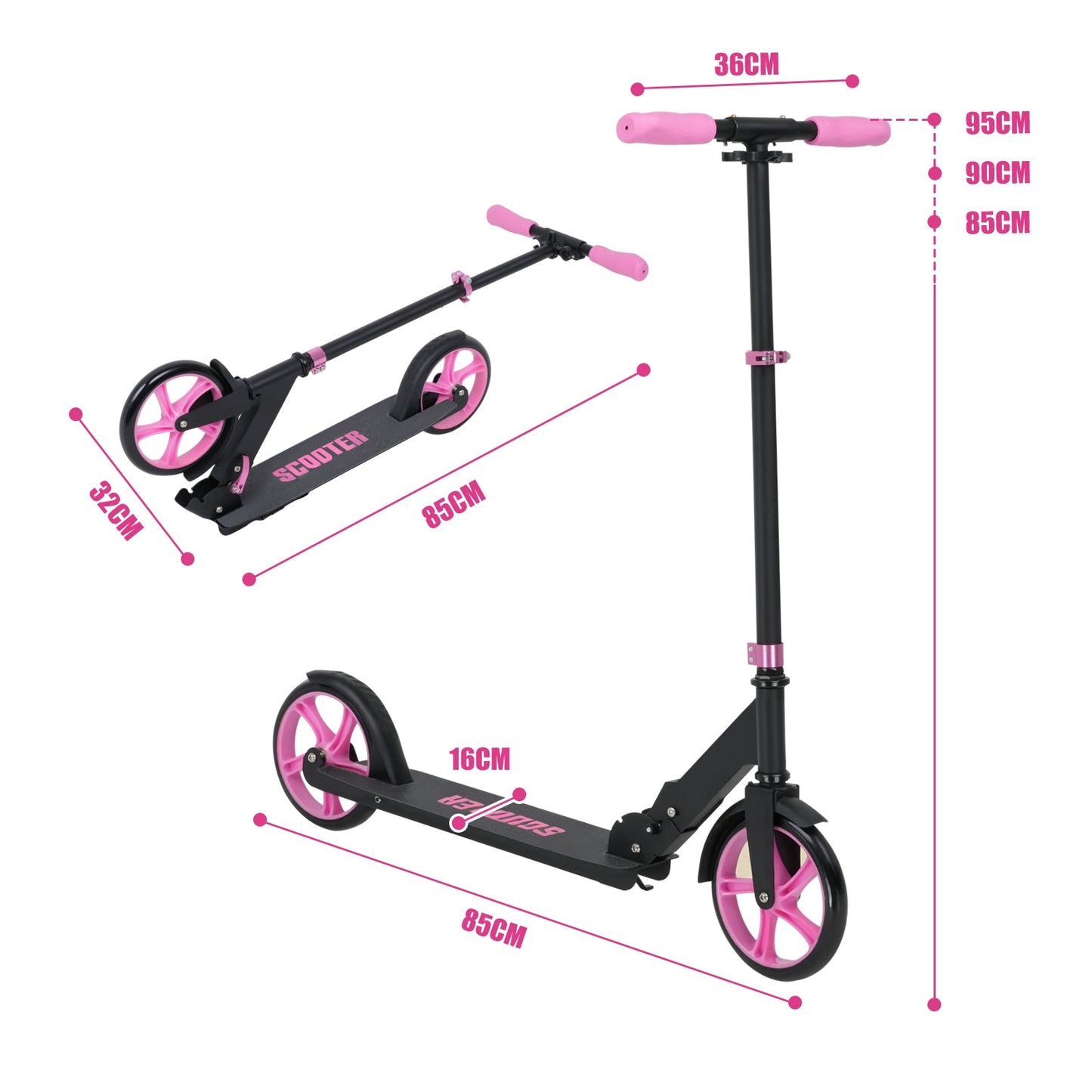 Advwin Kick Scooter Folding Scooter 3 Adjustable Height