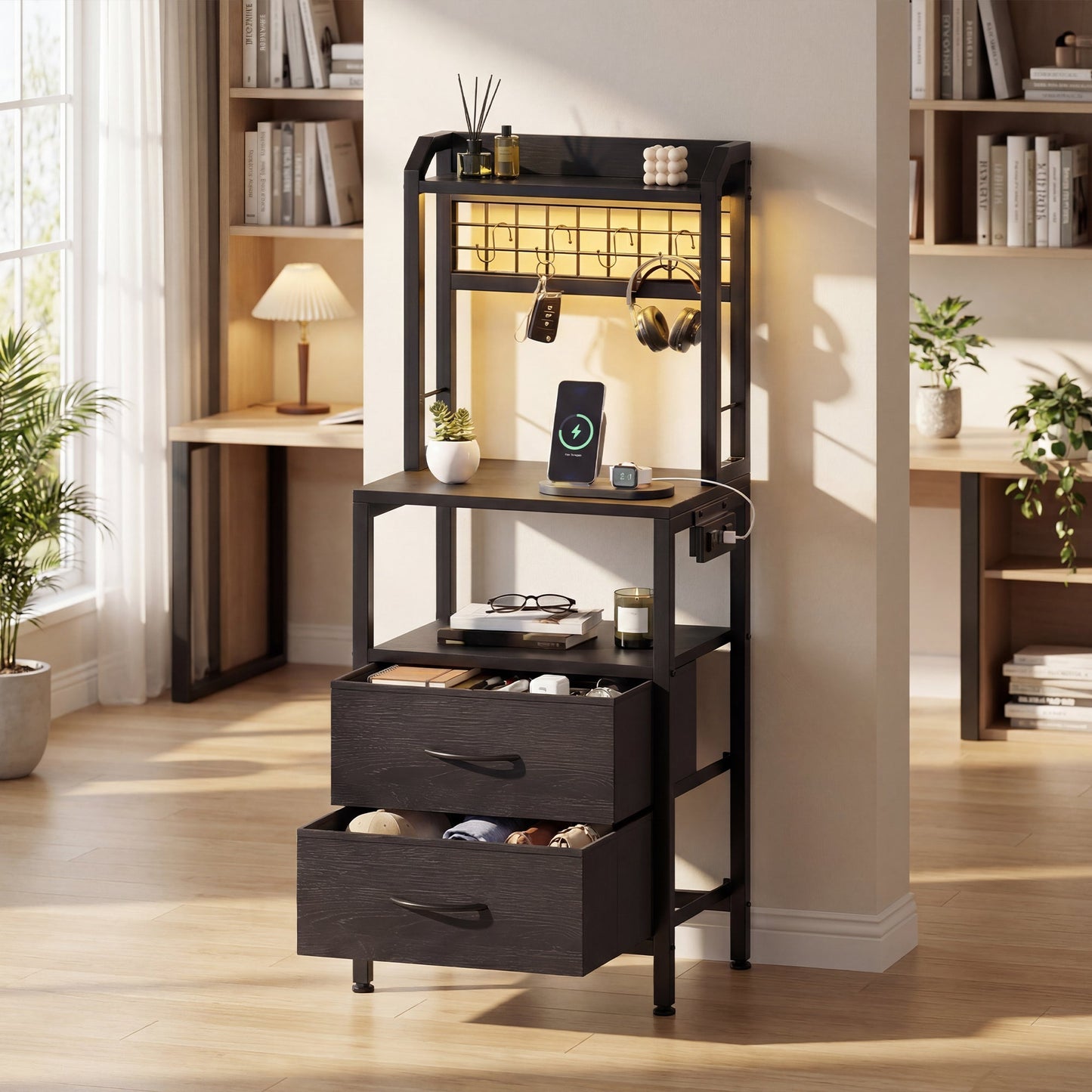 Advwin Bedside Table with Charging Station