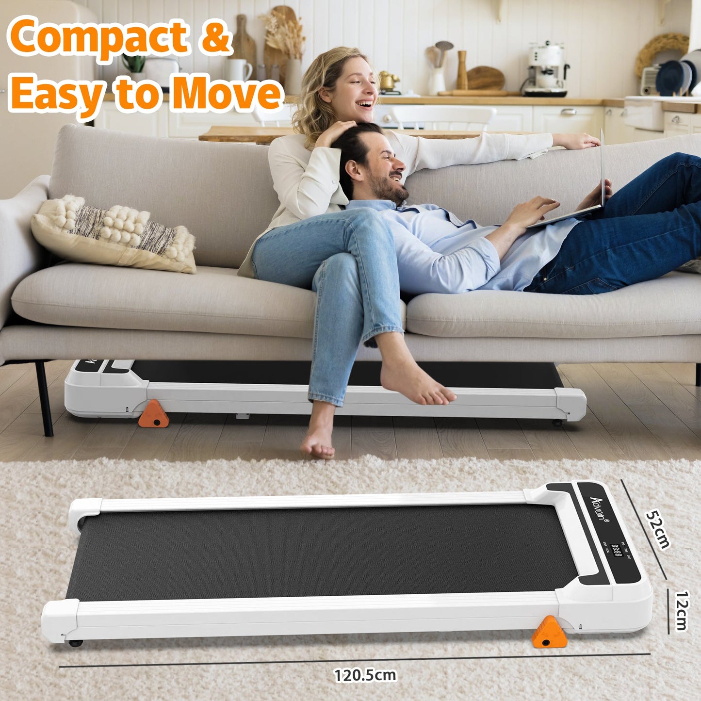 Advwin Walking Pad Manual Incline Treadmill White