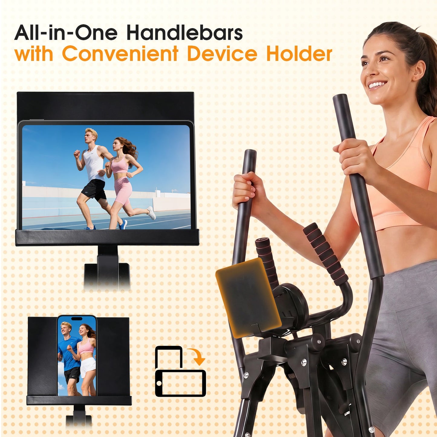 Advwin Foldable Air Walker Exercise Machine w/ Heart Rate Monitor