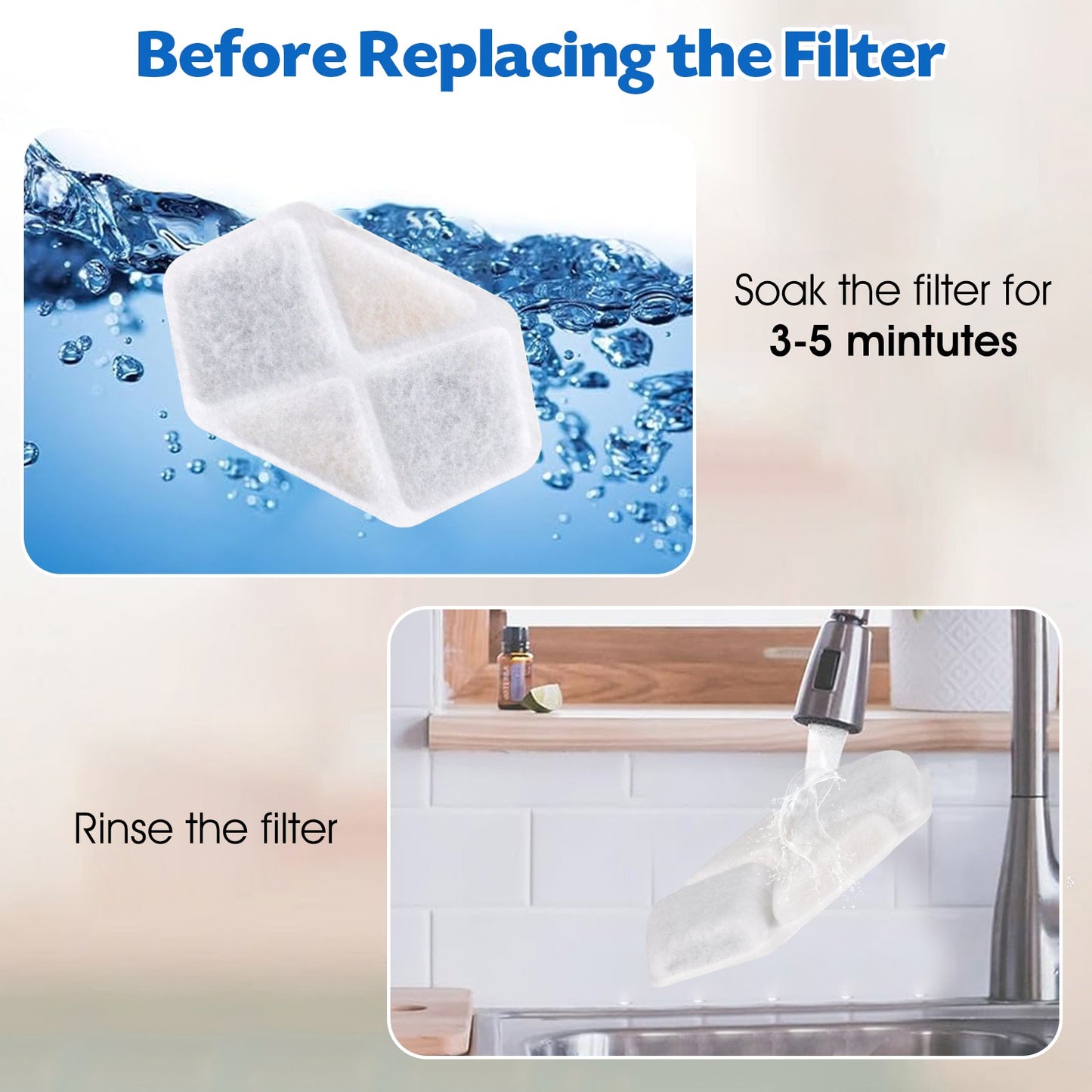 Advwin 6PCS Replacement Filters for 5L Pet Fountain