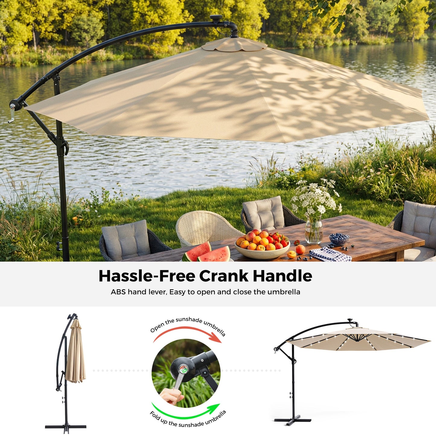 Advwin 3m Offset Hanging Cantilever Umbrella - No Base