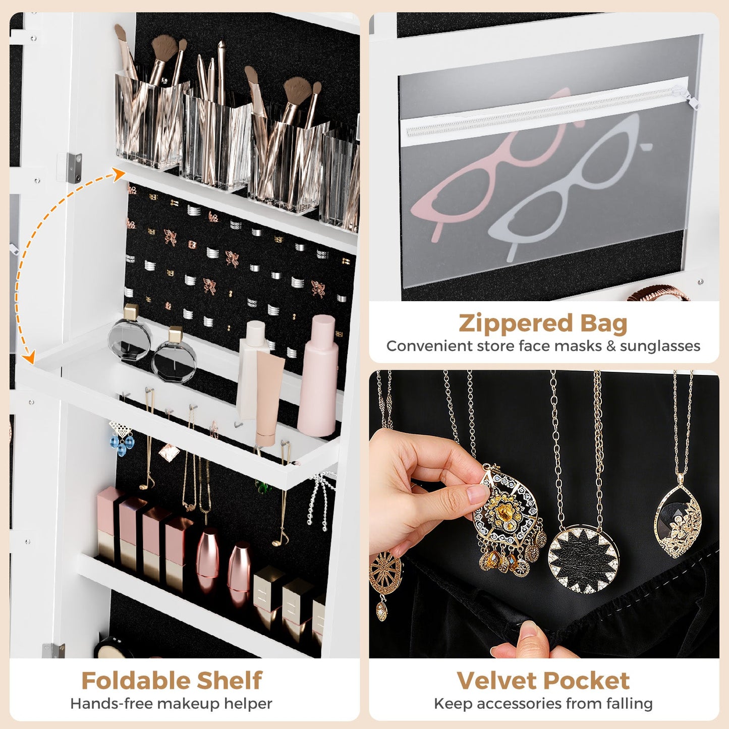 Advwin 360° Swivel Jewelry Cabinet with Lock