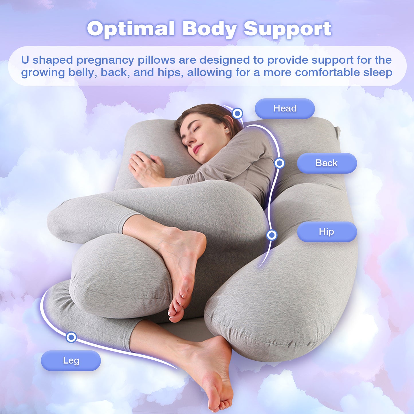 Advwin Pregnancy Pillow 55inch 2In1 U haped Pillow