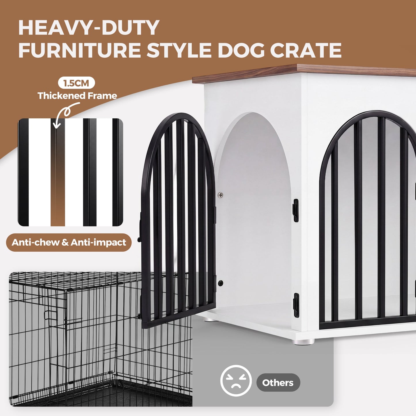 Advwin Wooden Dog Crate Furniture for 2 Dogs