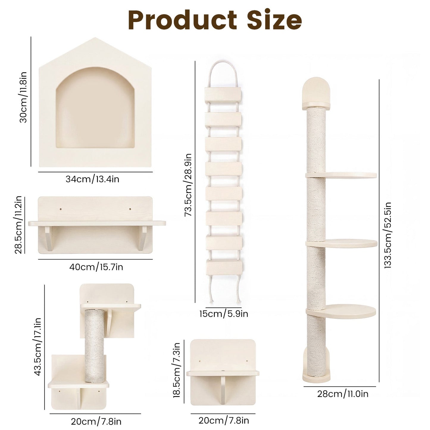 Advwin 7-in-1 Wall Mounted Cat Shelves for Play & Rest