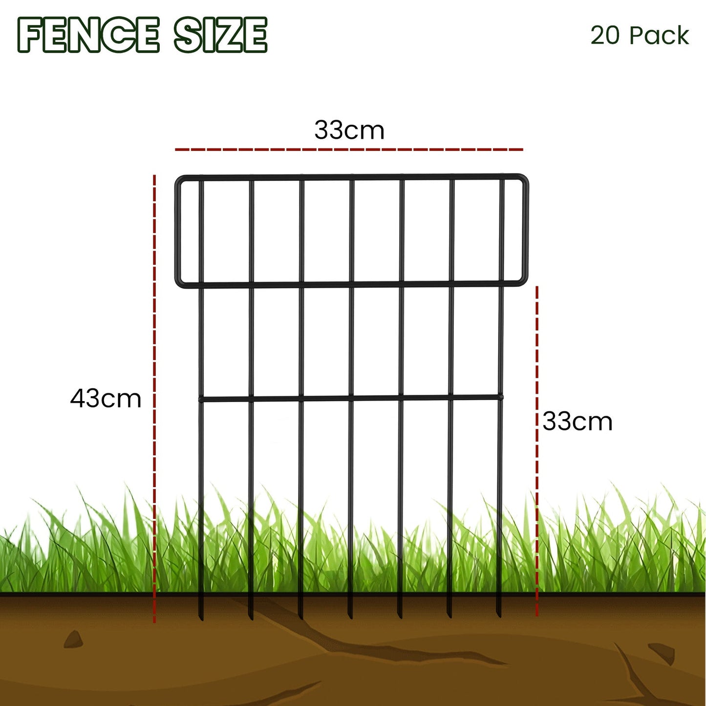 Advwin 20 Panels Metal Garden Fence Animal Barrier
