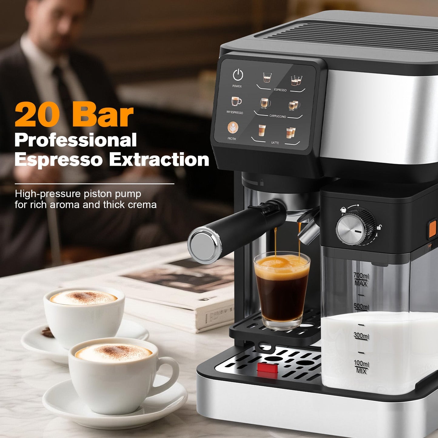 Advwin Espresso Coffee Machine with Milk Frother