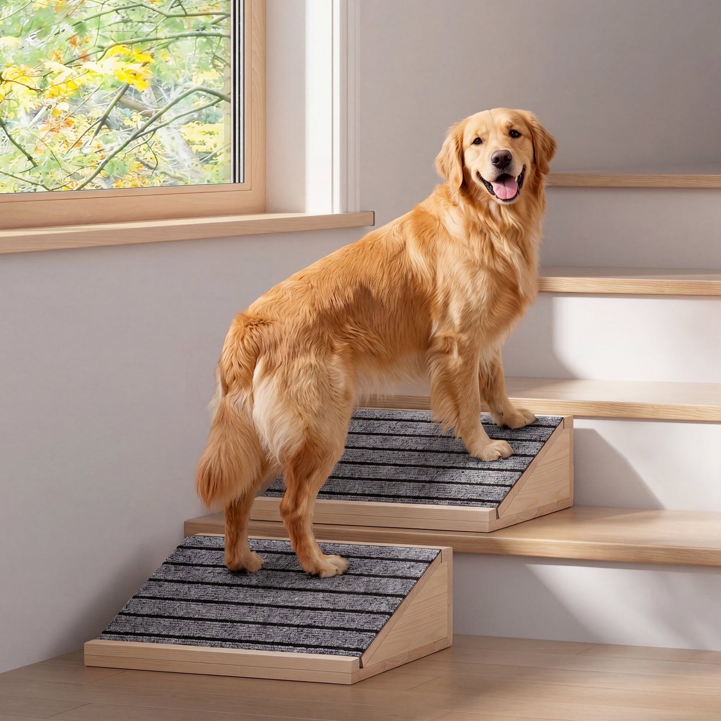 Advwin Wooden Pet Ramp with Non-Slip Gentle Slope