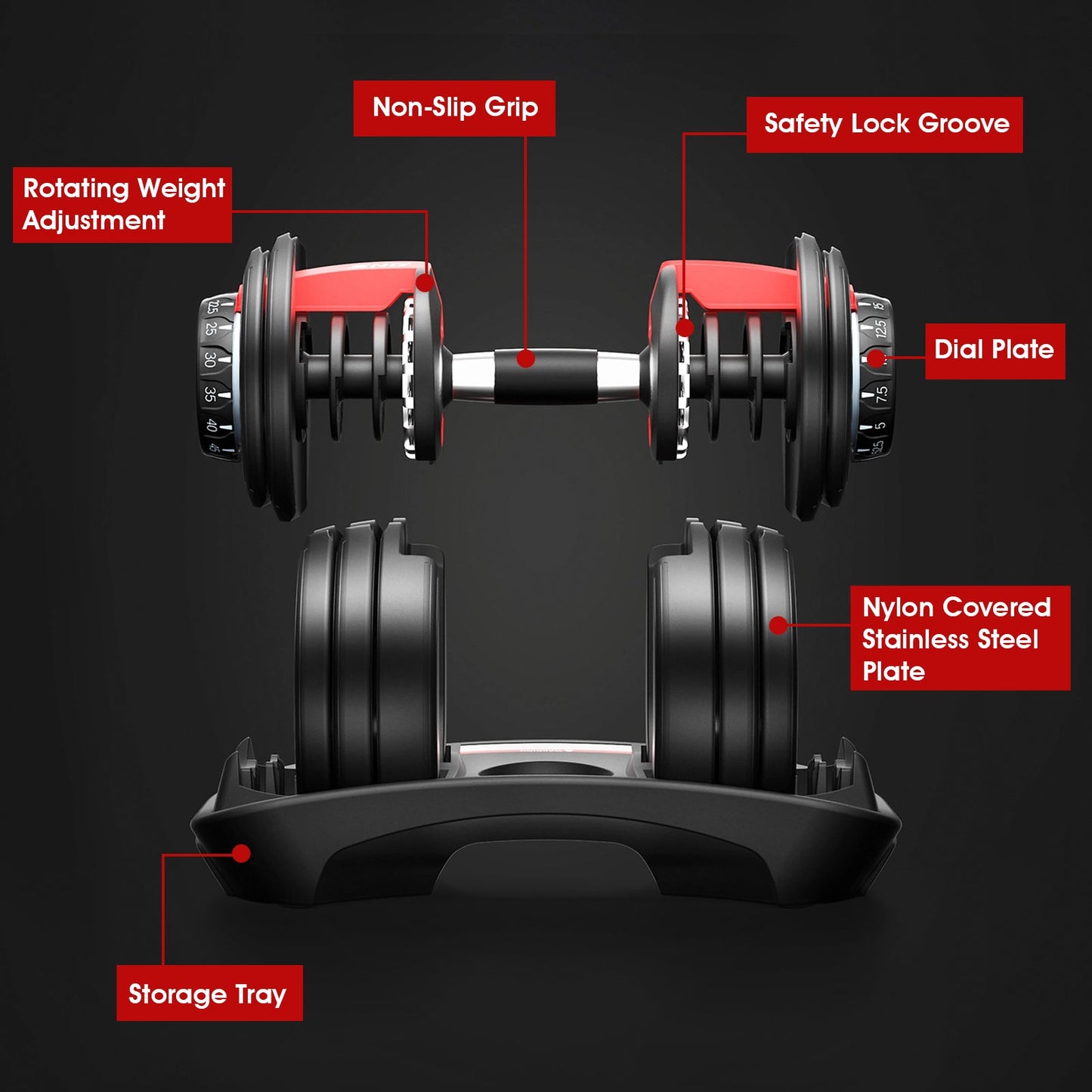 Advwin 24kg Adjustable Anti-Slip Handle Dumbbell