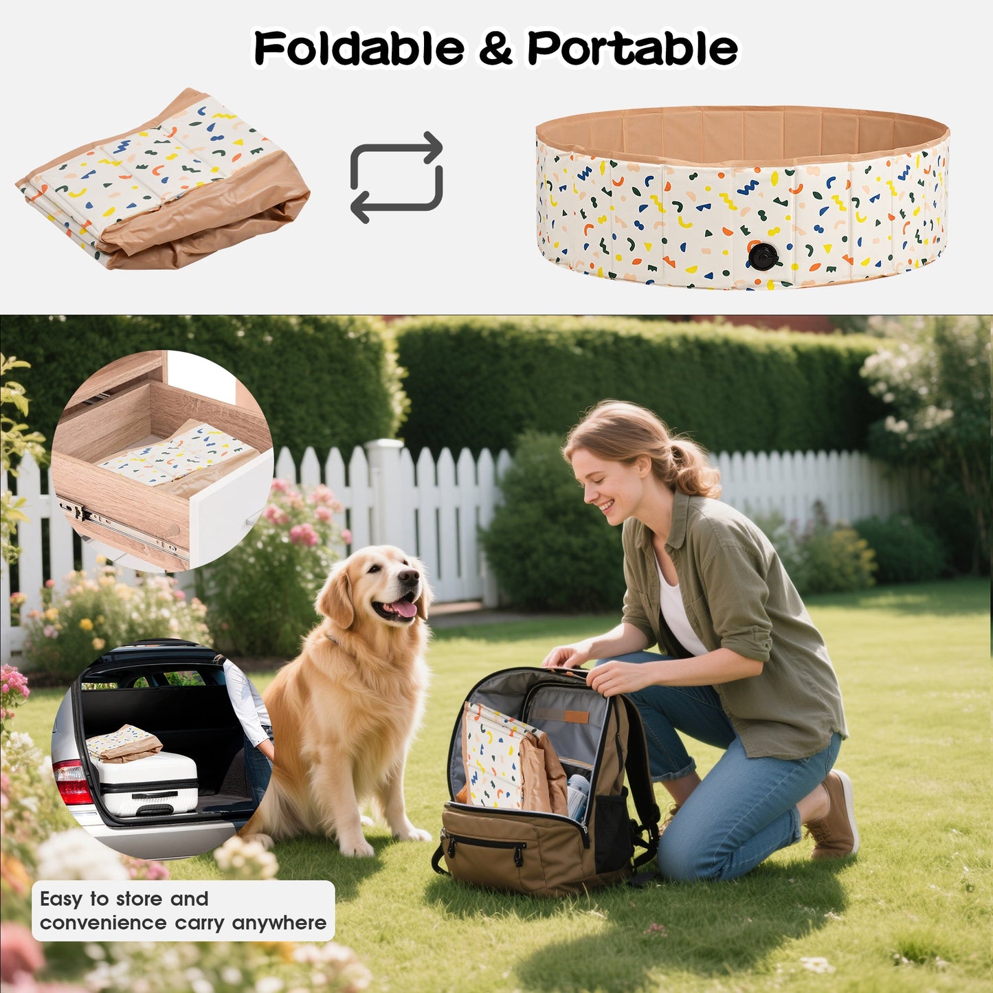 Advwin Foldable Dog Swimming Pool 120cm for Pets