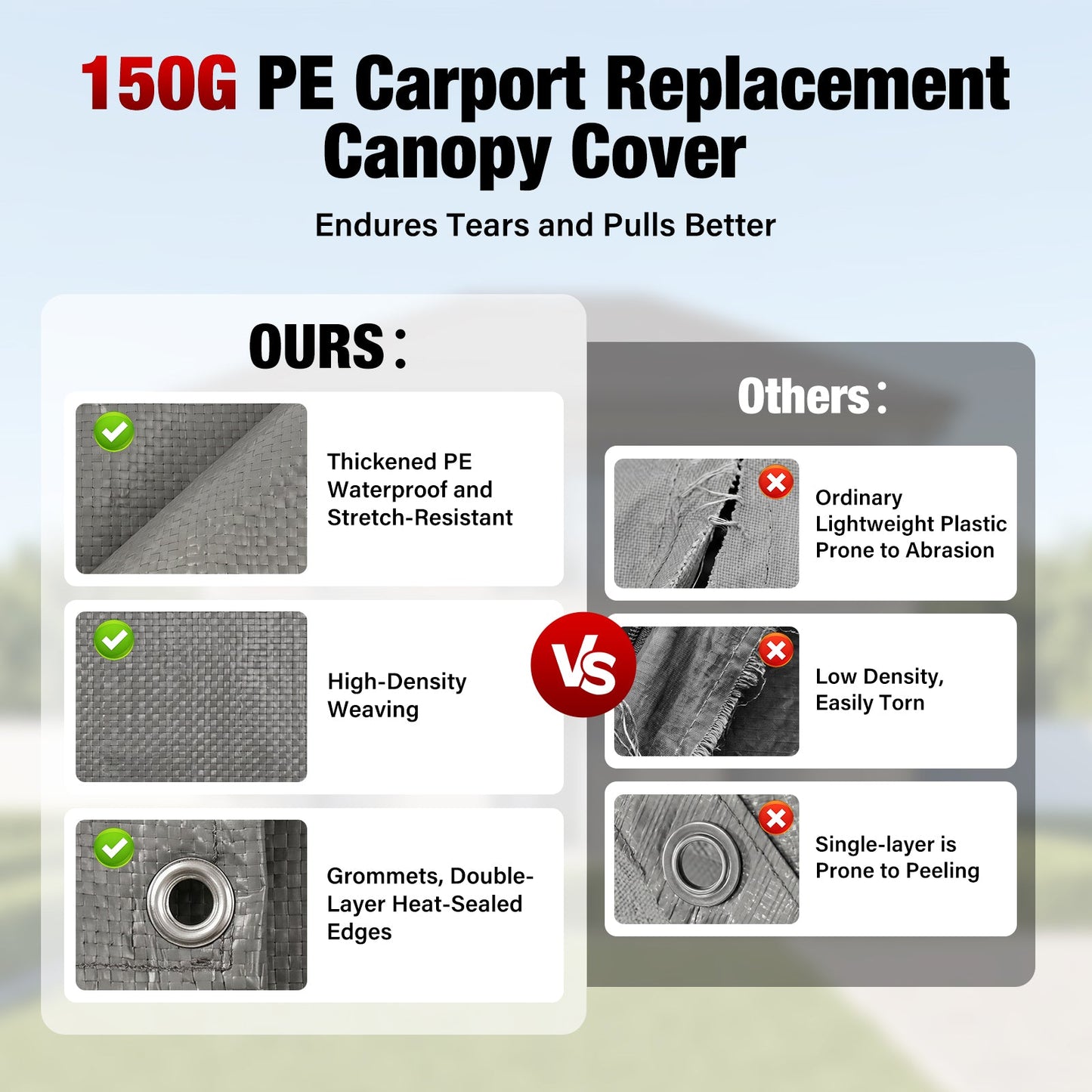 Advwin 3×6m Carport Replacement Canopy Cover