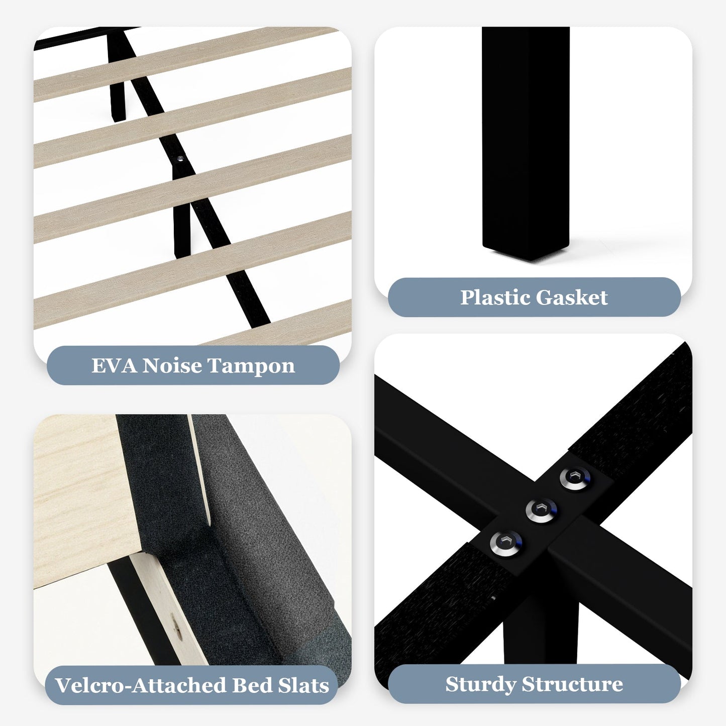 Advwin LED Bed Frame with Velvet Upholstered Headboard