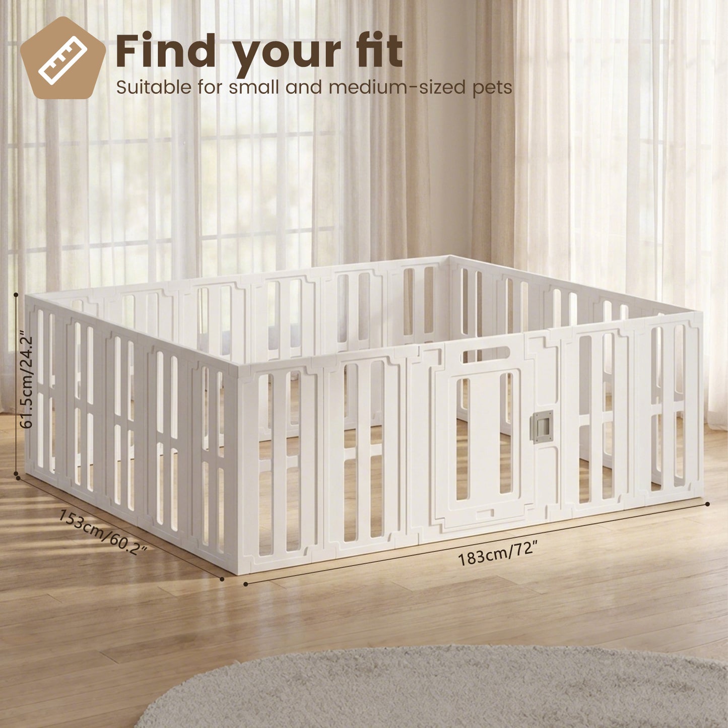Advwin 20-Panel Dog Playpen with Door 180 x 150 x 61cm