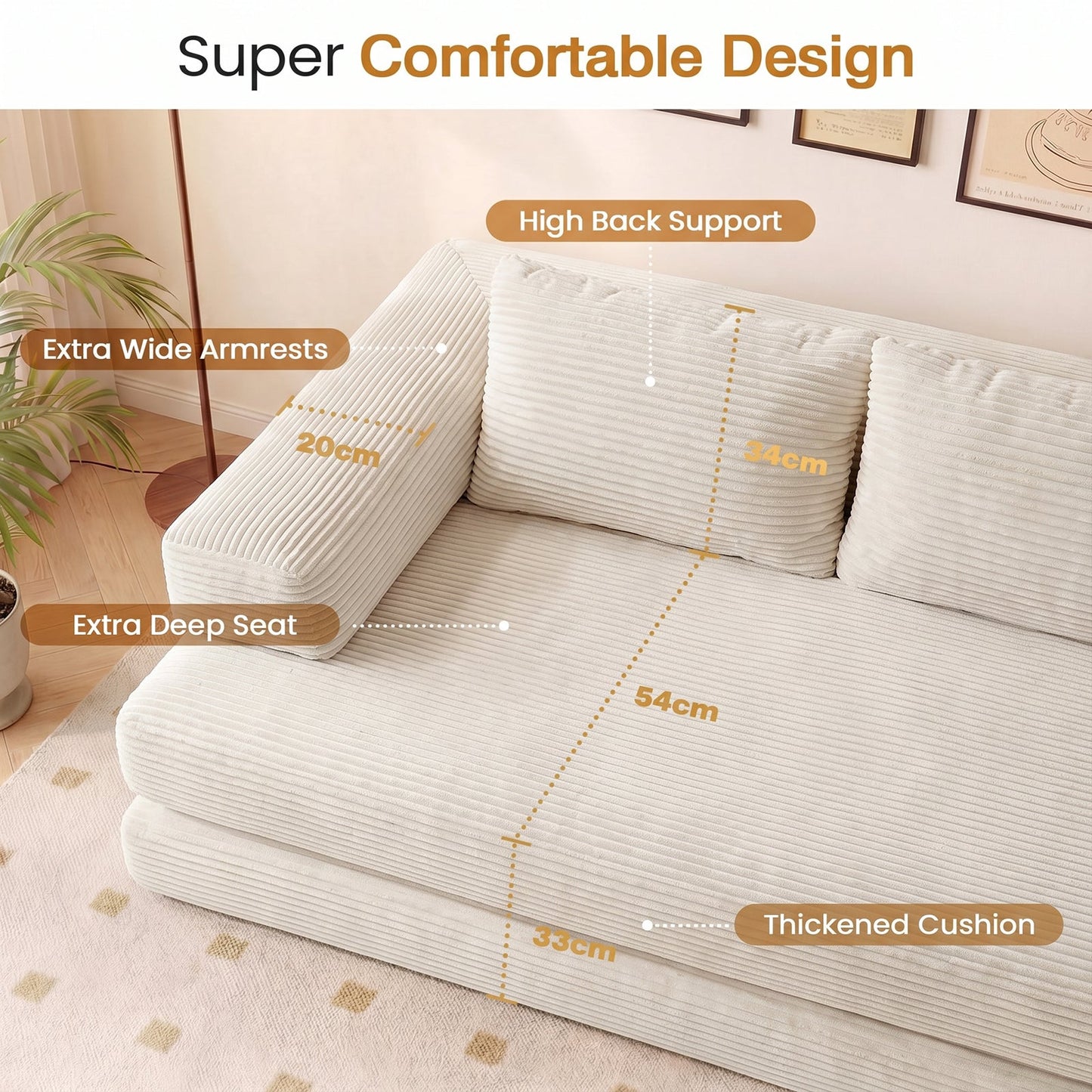 Advwin Folding Sofa Bed Convertible Floor Loveseat Sofa