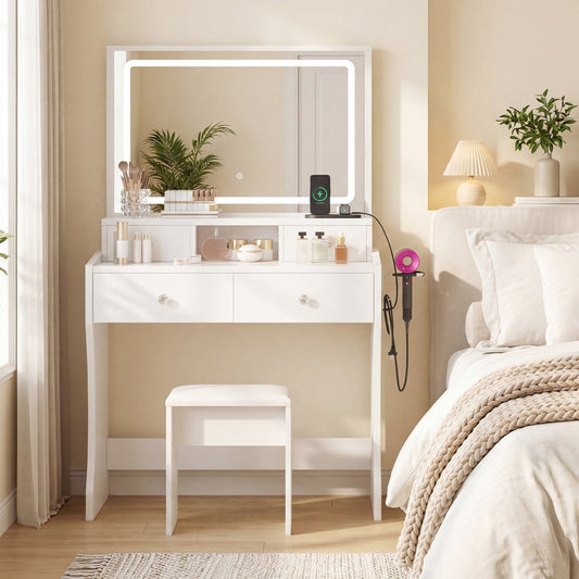 Advwin Makeup Vanity Desk with Charging Station
