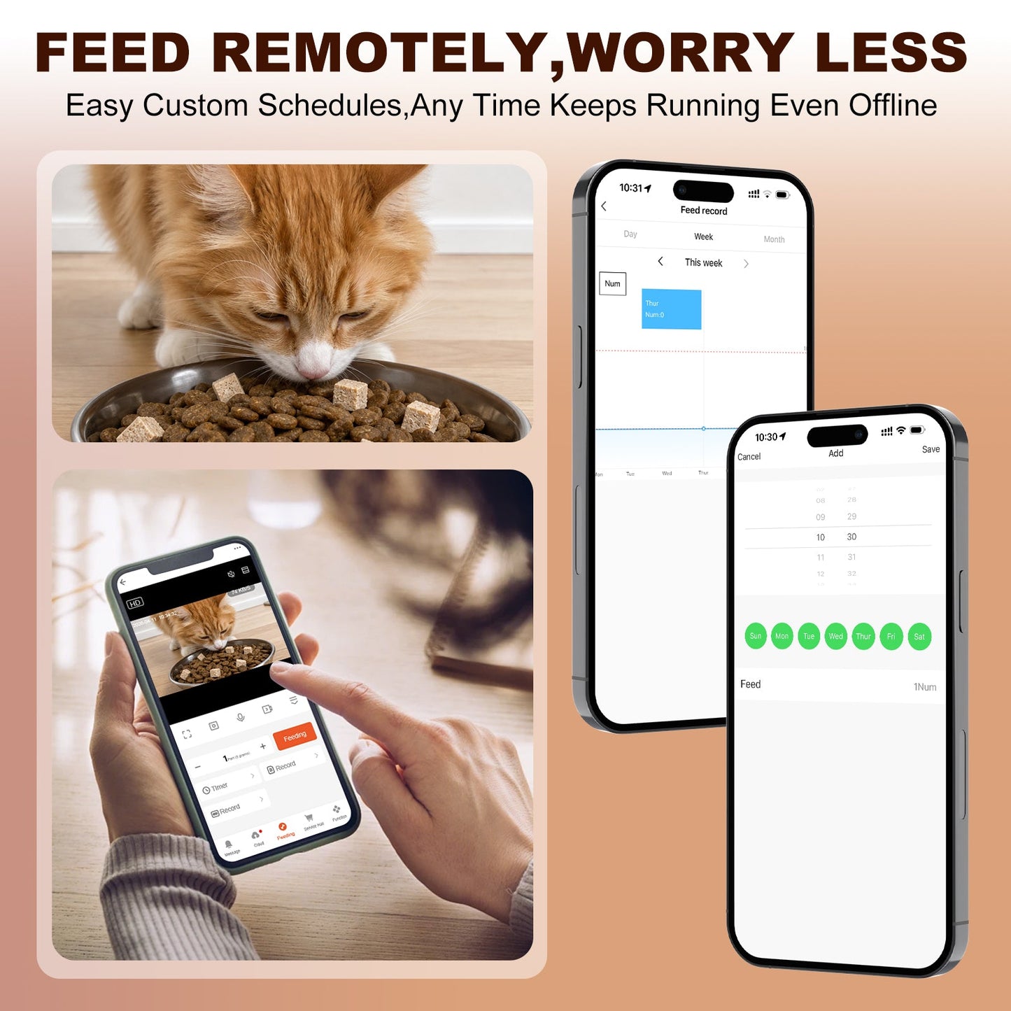 Advwin 4L Automatic Cat Feeder with 1080P HD Camera