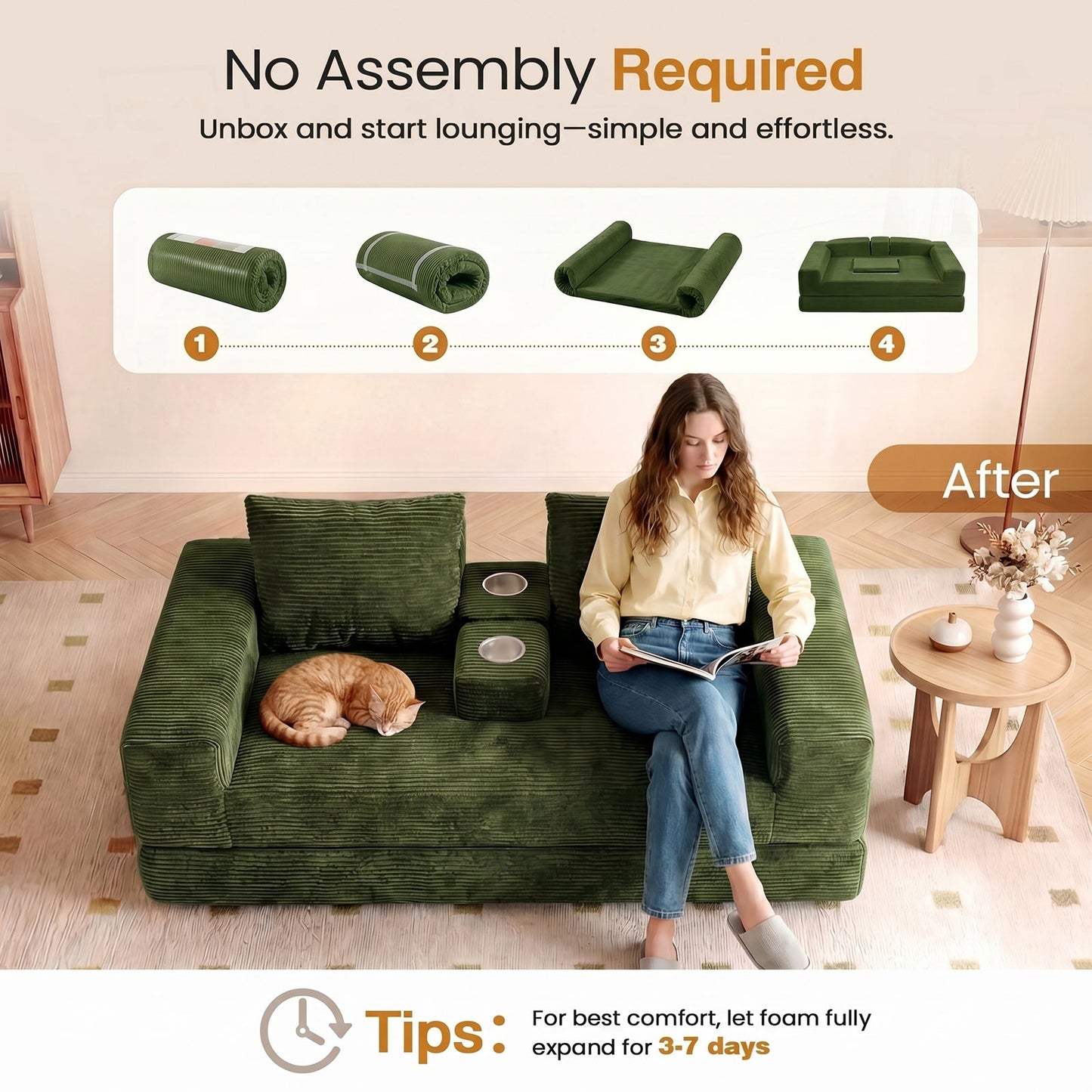 Advwin Folding Sofa Bed 2 in 1 Convertible Floor Sofa