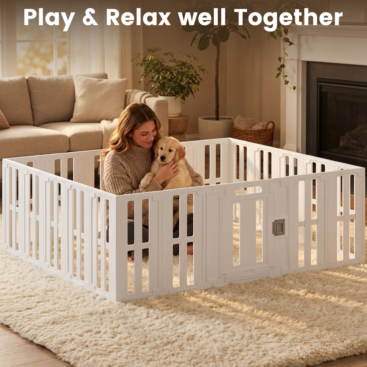Advwin 20-Panel Dog Playpen with Door 180 x 150 x 61cm