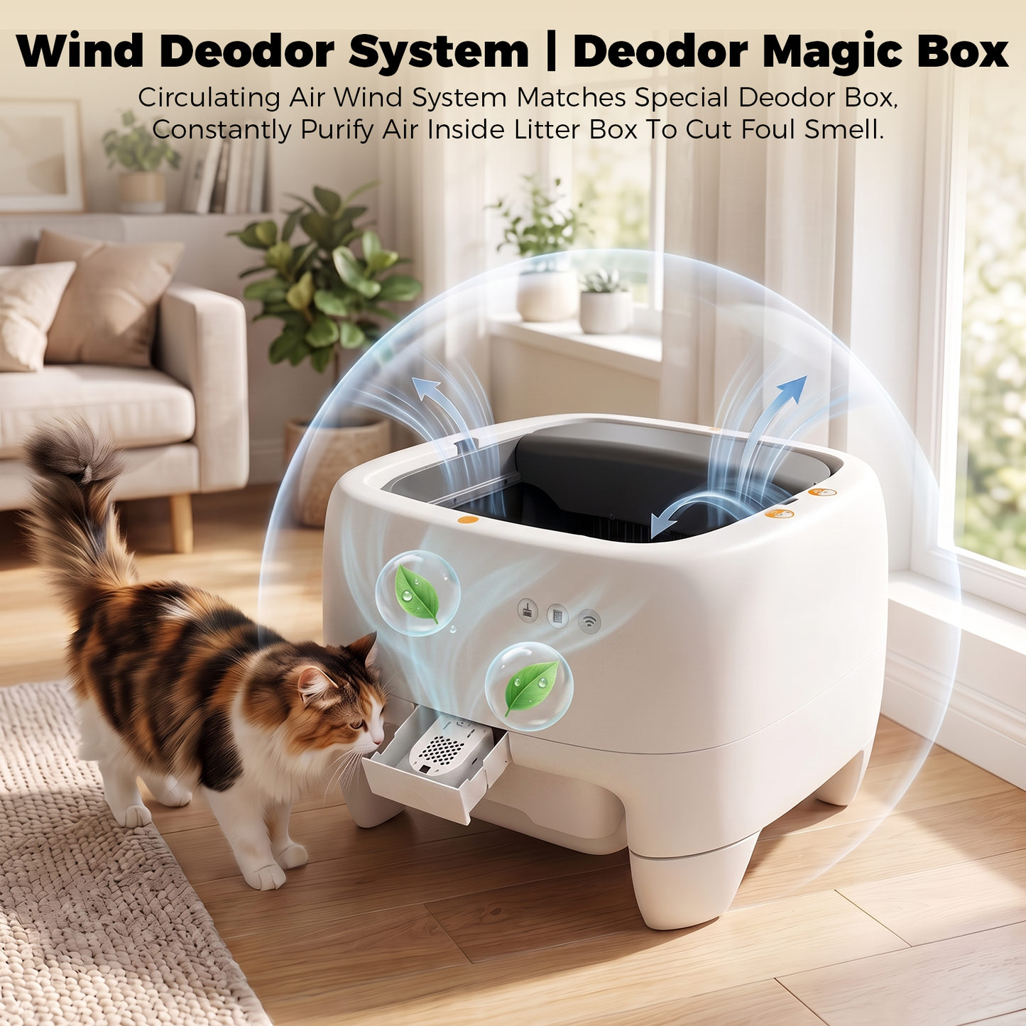 Advwin Open-Top Self Cleaning Cat Litter Box w/ Odor Control