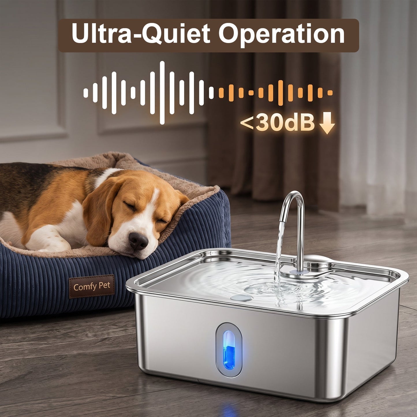 Advwin 15L Stainless Steel Dog Water Fountain w/ 6 Filters