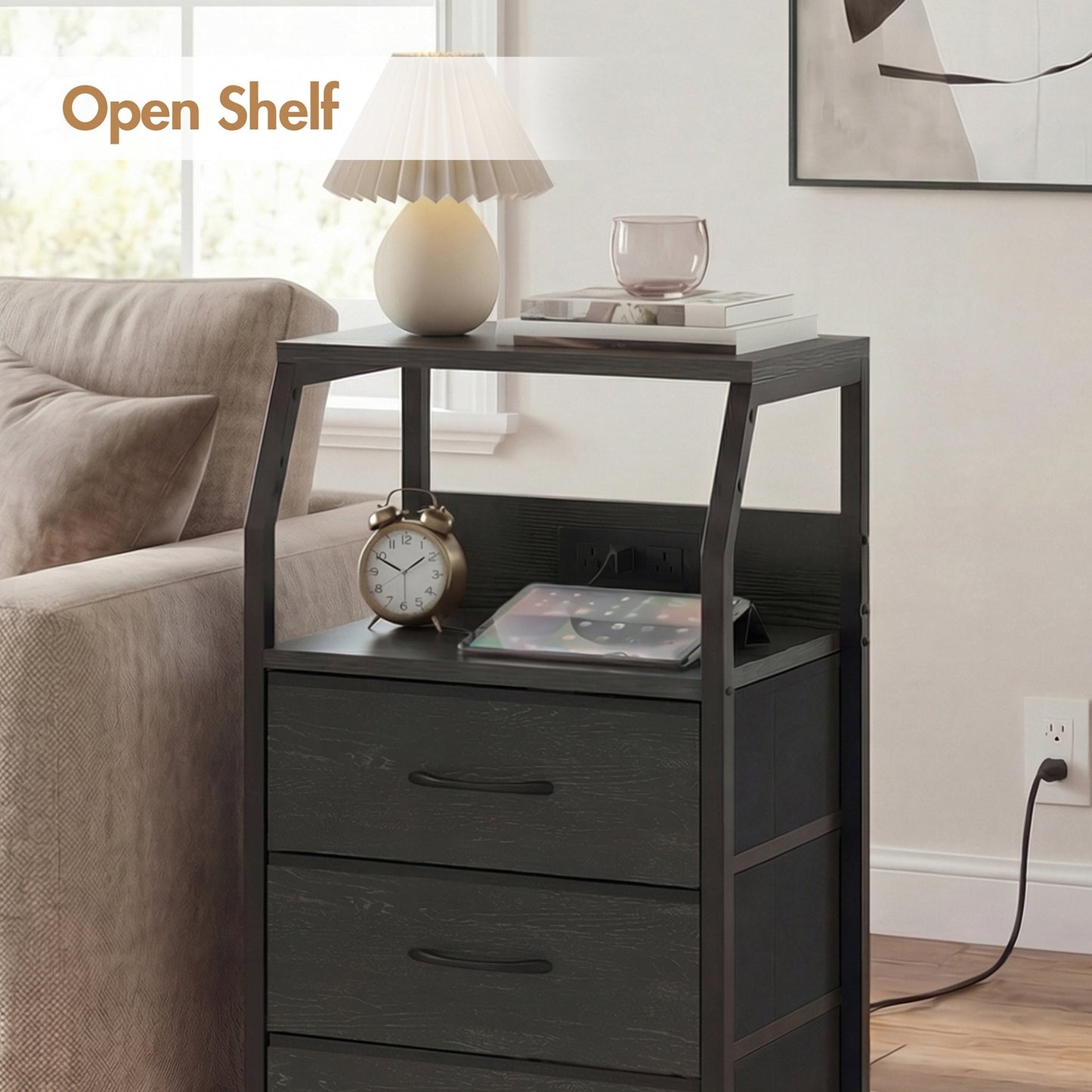 Advwin Set of 2 Bedside Table with 4 Drawers
