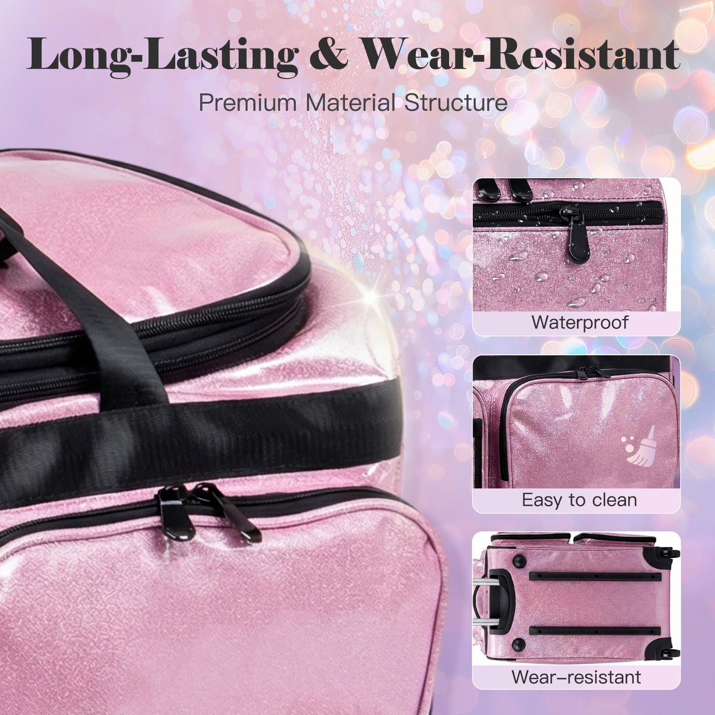 Advwin 26Inch Rolling Dance Bag with Garment Rack