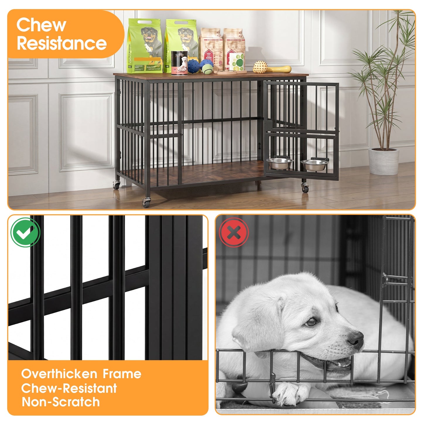 Advwin Folding Heavy-Duty Steel Dog Crate Furniture