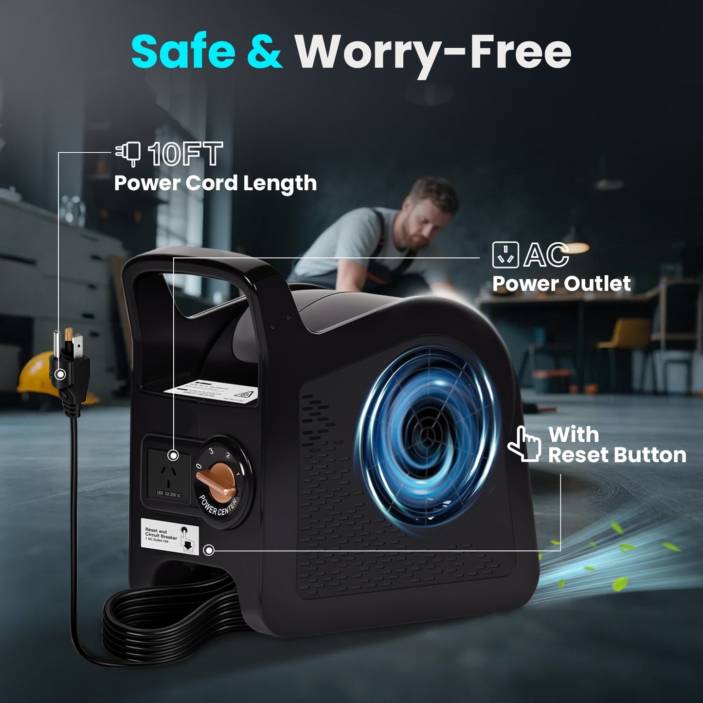 Advwin 304 CFM Portable Air Mover Floor Drying Fan