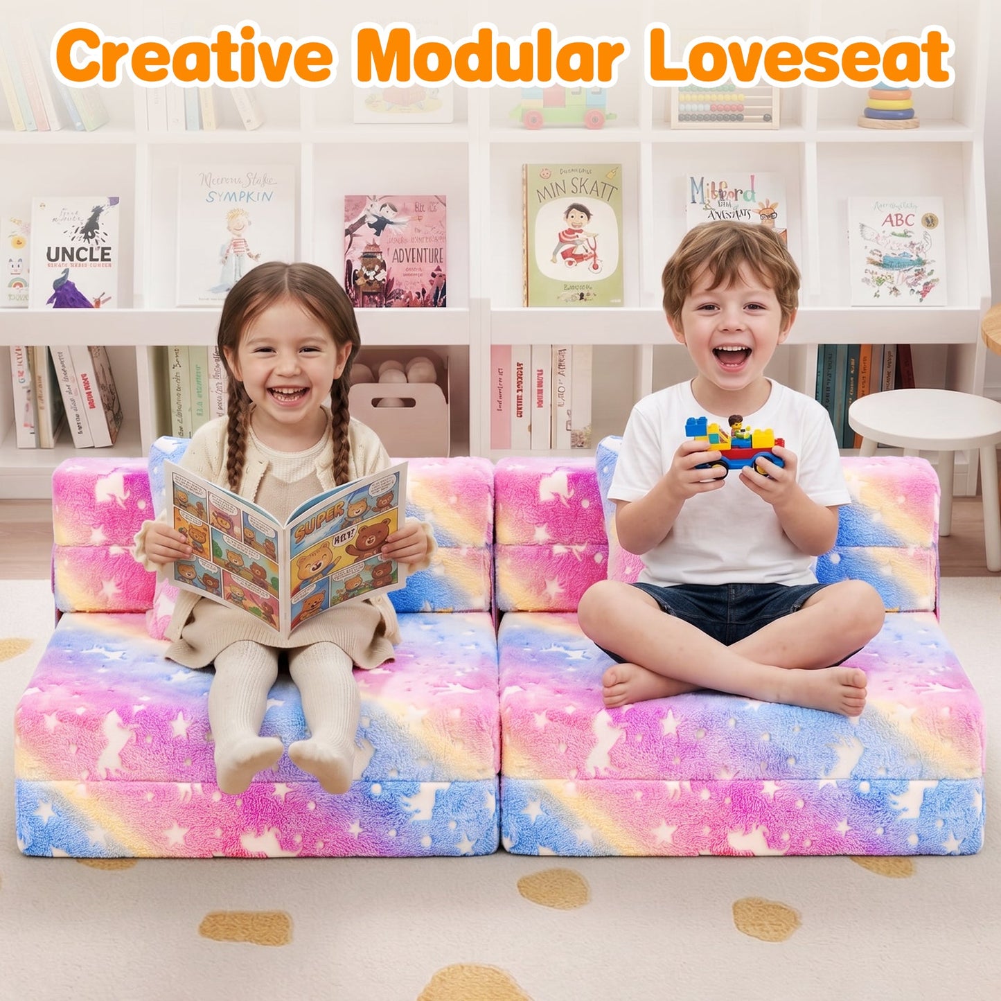 Advwin 3-in-1 Toddler Folding Sofa Bed with Pillow