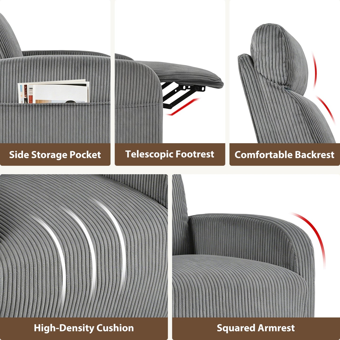 Advwin Recliner Chair with Adjustable Backrest & Footrest