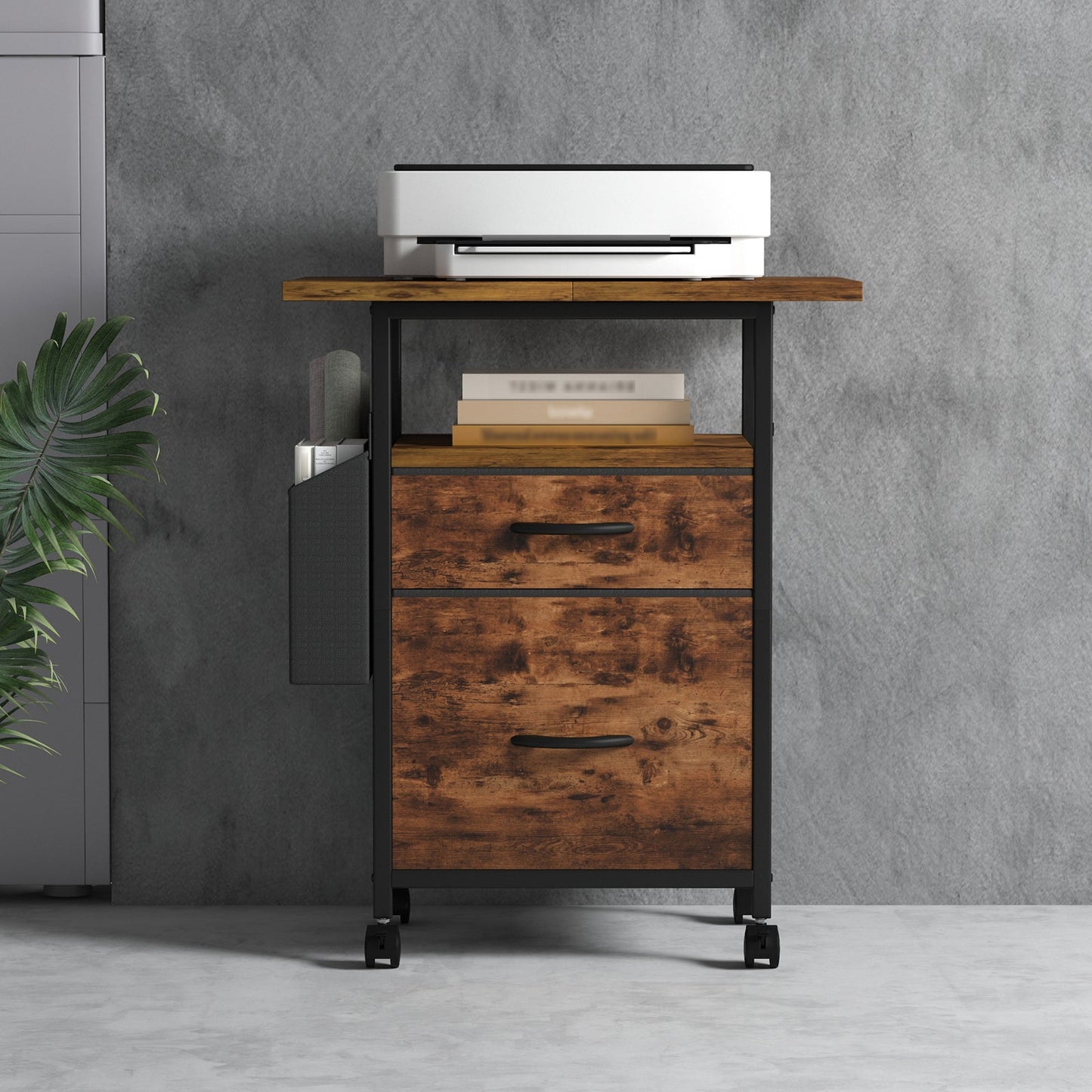 Advwin Mobile File Cabinet with 2 Drawers & Side Bag