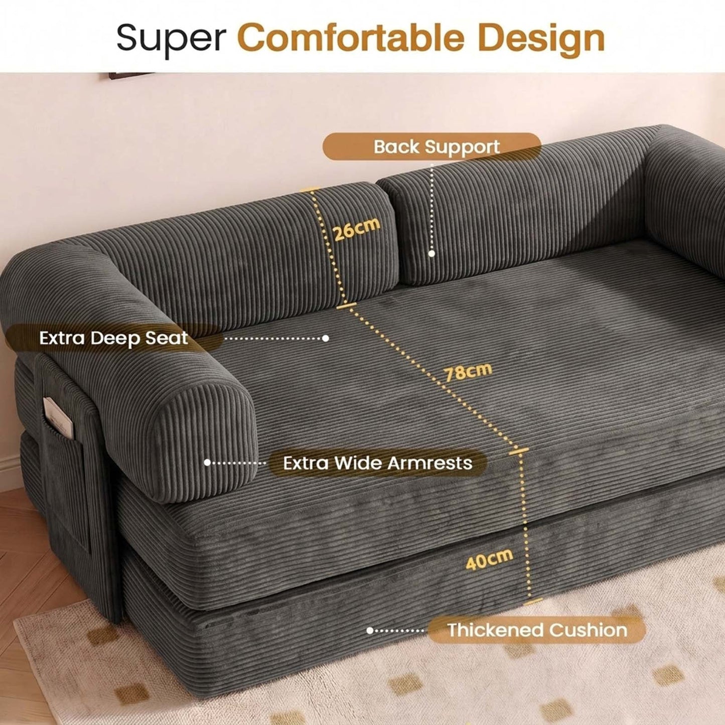 Advwin 5-in-1 Convertible Folding Loveseat Sofa Bed