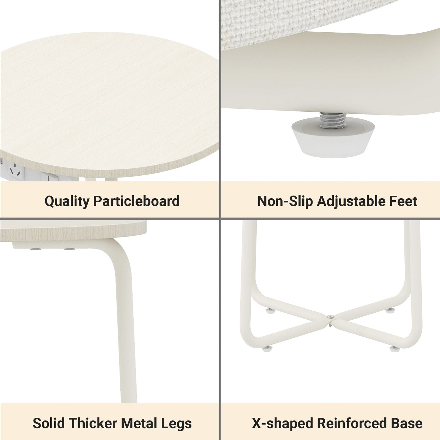 Advwin Small Round Side Table w/ Charging Station